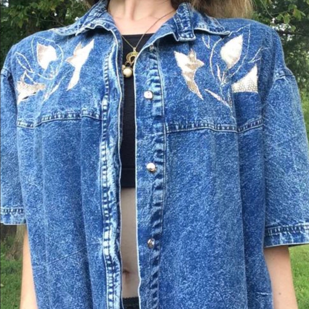 Vintage blue sapphire denim shirt 1980s/1990s